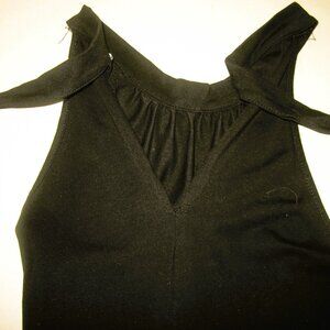 OUGES Women's Black/Beige Size S Neck/Strap Sleeveless Cotton Spandex Fit Flare